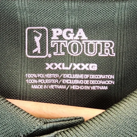 PGA TOUR Polo Shirt Mens 2XL Green Performance Golf Tonal Stripe Short Sleeve - Picture 4 of 9